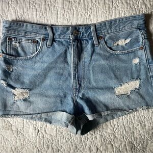 Madewell Light Blue Distressed Jean Shorts